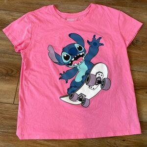 Old Navy Pink Disney Stitch Short Sleeve Shirt. Girls size 14/16.